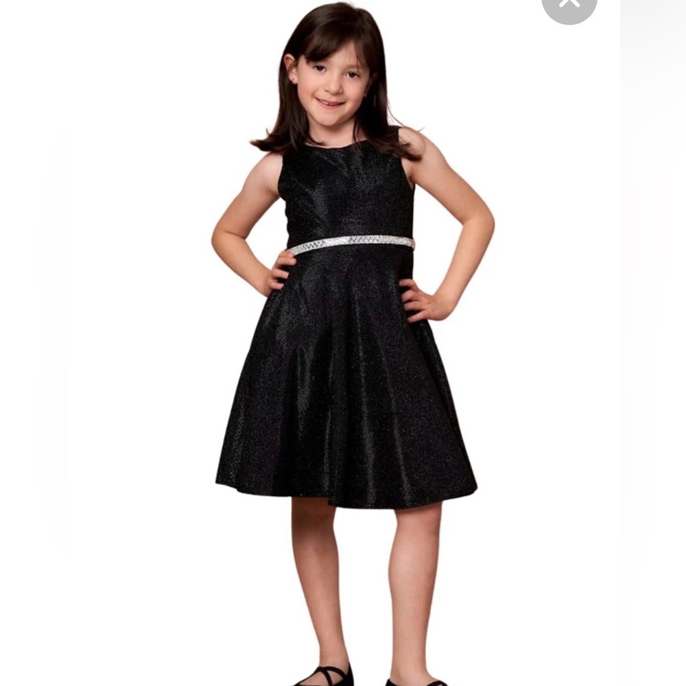 Biscotti collection girls sparkly black formal dress with rhinestones